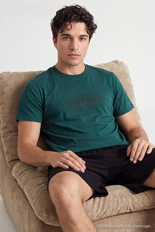 Ye_il Regular Slogan Bask_l_ _rme Pijama Tak_m_ TMNAW27PT00014 - Trendyolmilla фото 2