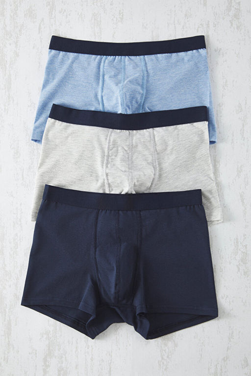 Mavi-Lacivert 3l_ Paket Basic Pamuklu Esnek Boxer TMNAW20BX0063 - Trendyolmilla фото 2