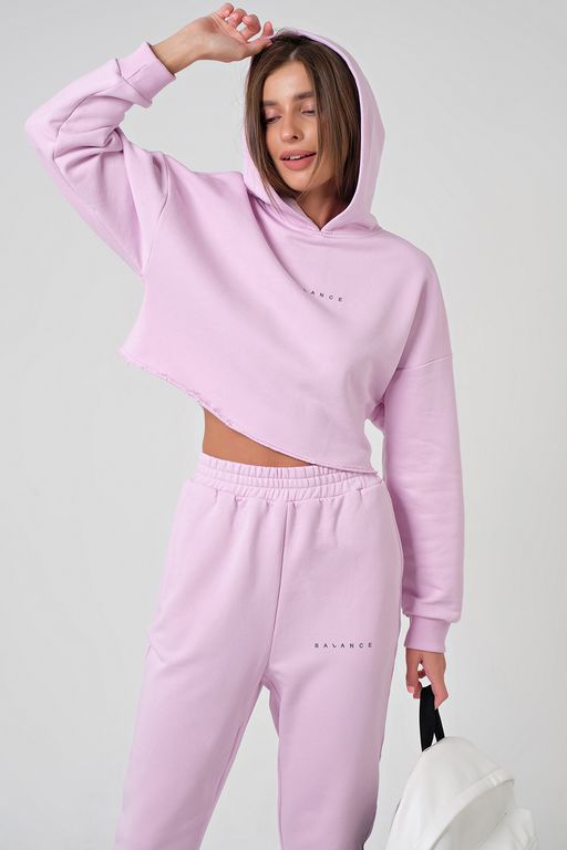Костюм спортивный с худи из хлопка лиловый