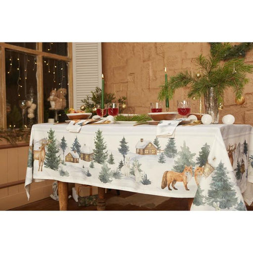 Набор новогодний «Этель» Forest animals: скатерть 150×110 +/-2 см с ГМВО, салфетки 40×40 см-4 штуки