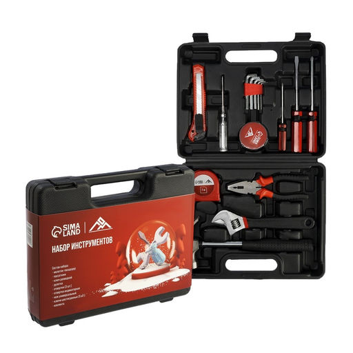 Набор инструментов в кейсе ЛОМ, в подарочной упаковке НОВЫЙ ГОД, 15 предметов