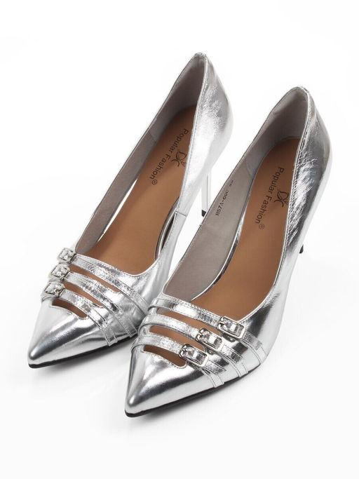 06-H57A-66C GREY/SILVER Туфли женские "Лодочки" (натуральная кожа)