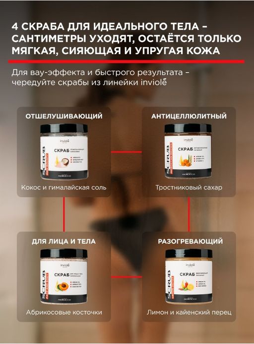 Натуральный скраб для тела с тростниковым сахаром и Аргановым маслом (Антицеллюлитный) 250мл/300 гр - INVIOLE фото 11