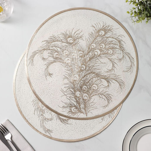 Набор салфеток сервировочных Доляна Павлин, 2 шт, d=38 см, цвет бежевый  фото 14