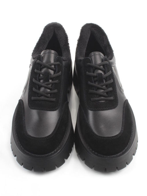 03-XKL23-169R BLACK Полуботинки утепленные женские (натуральная кожа, натуральная замша, байка)