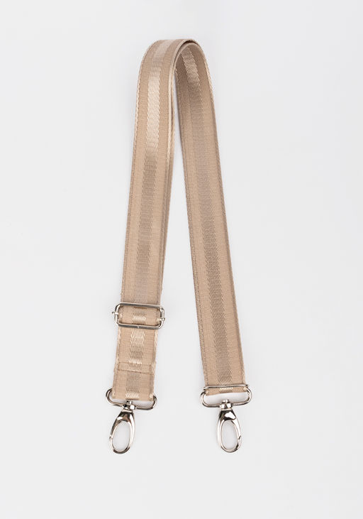 Ремень из стропы №8 | ткань | гладкий | цветной | Бежевая с атласной полосой | 23100