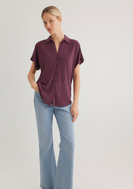 Lux Touch TENCEL TM Mor Modal Gomlek - Mavi фото 2