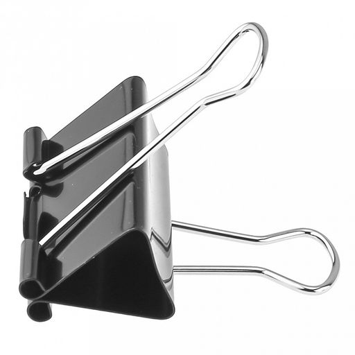 Зажим для бумаги 41мм металл, цвет - черный, набор 24 штукb, в пластиковой банке д11,8см h7см (Китай) - Домашняя мода фото 2