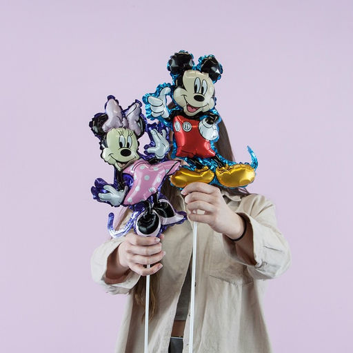 Цена за 5 шт. Шары воздушные фольгированные 17" «Минни Маус», с клапаном, мини-фигура