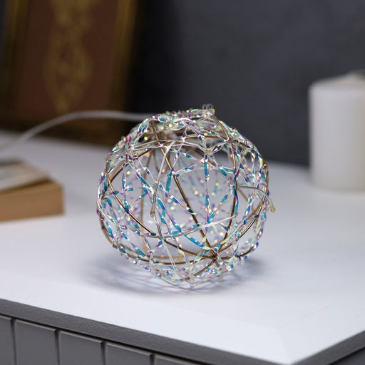 Подвеска световая Шар плетеный, 10 см, 10 LED, от батареек ААx2, свечение тёплое белое - Luazon lighting фото 2