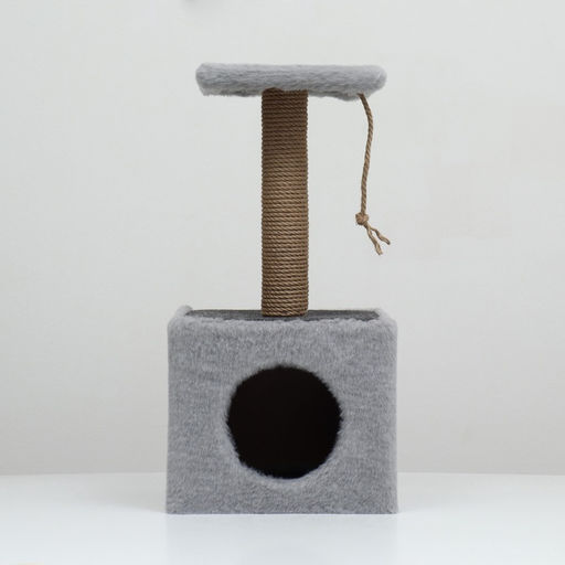 Домик для животных, с когтеточкой и полкой, джут, 32 х 32 х 64 см, серый - Simaland фото 14