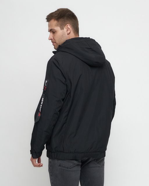 Куртка спортивная мужская на резинке большого размера черного цвета 88657Ch - Wonderrman фото 13