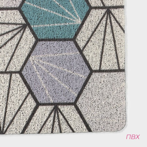 Коврик придверный Доляна «Грани», грязезащитный, вырезной, 80×120 см, серо-зелёный