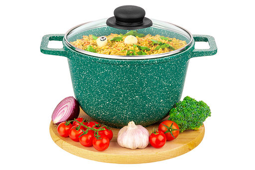 Казан 3 л ГАРМОНИЯ ВКУСА Изумруд С КРЫШКОЙ ф20, 28*21,5*18,5 см - Elan gallery фото 3