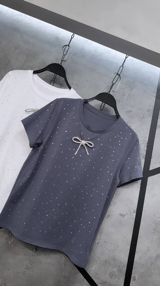 Футболка с камешками и 3D элементами - Ksa фото 3