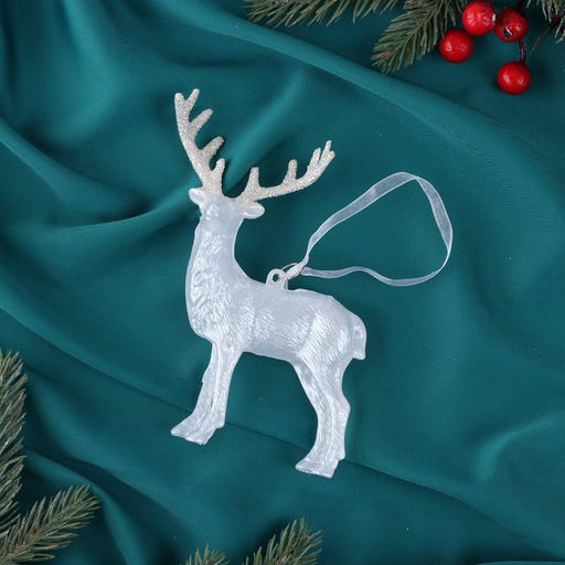 Цена за 2 шт. Ёлочная игрушка Зимнее волшебство. Олень блеск, 1214.5 см, белый