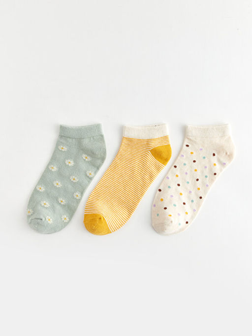 Desenli Kad?n Patik ?orap 3l?