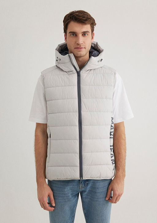 Mavi Jeans Detayl? Kapusonlu Gri Sisme Yelek  фото 4