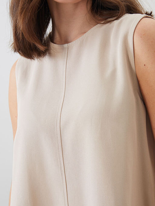 Bisiklet Yaka Keten Kar???ml? Bluz