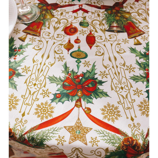 Скатерть новогодняя Этель Новогодние игрушки d=220см +/-3см с ГВМО, хл100%  фото 9