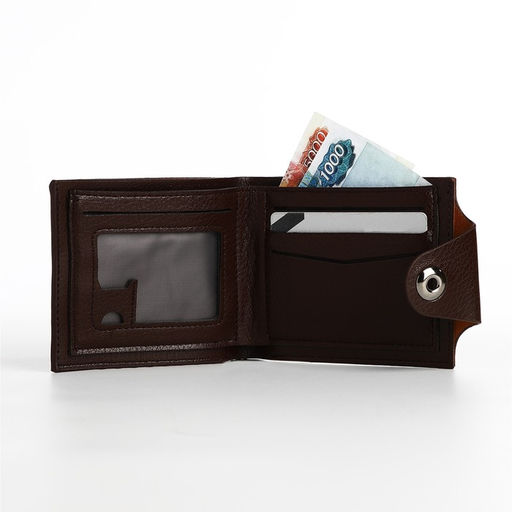 Портмоне на магните, отдел для купюр, карт, монет, цвет коричневый - Simaland фото 5