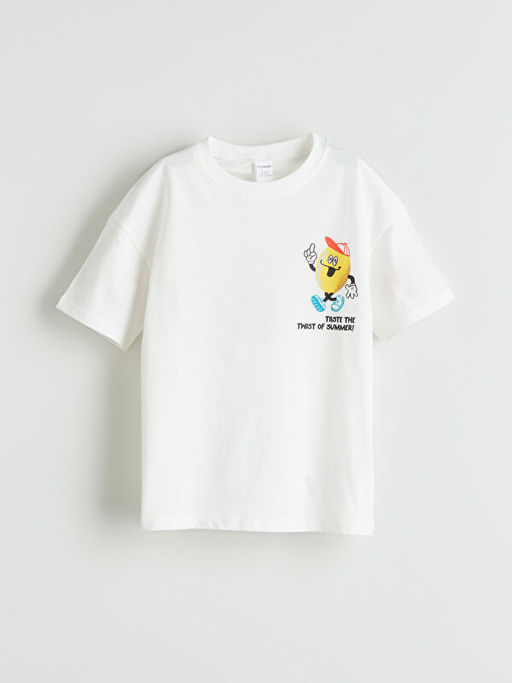 Bisiklet Yaka Bask?l? Erkek ?ocuk Ti??rt