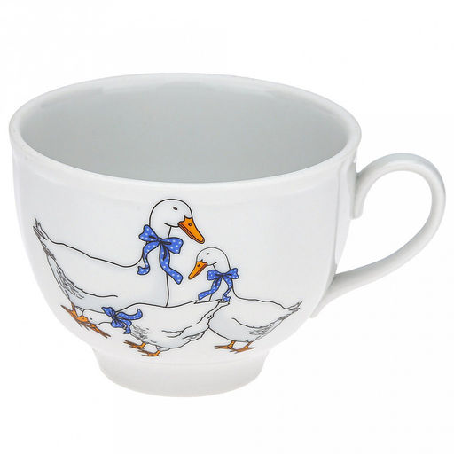 Чашка чайная фарфоровая Гуси новые 275мл, д9см, h7см, форма Гранатовый (Россия)