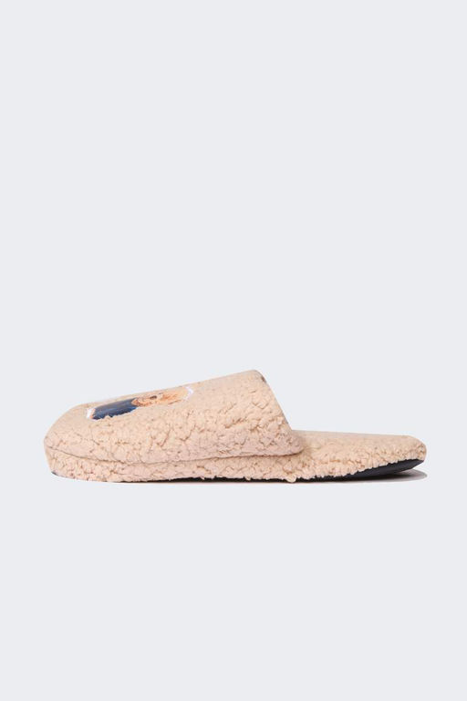 Мужские домашние тапочки на плоской подошве с принтом плюшевого мишки - Defacto фото 2