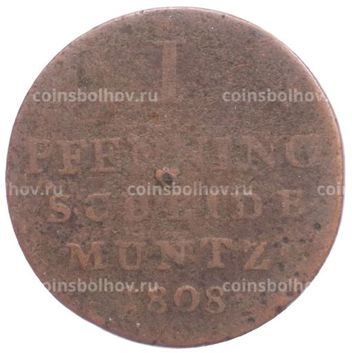Монета 1 пфенниг 1808 года С Вестфалия