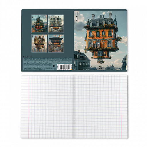 Цена за 5 шт. Тетрадь общая ученическая ErichKrause Flying House, 36 листов, клетка_MIX-PACK