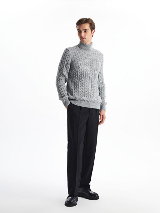 Bal?k?? Yaka Uzun Kollu Erkek Triko Kazak