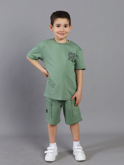 CRB wear / CSKB 90297-35K Комплект для мальчика (футболка, шорты),хаки/Ex.Cherubino