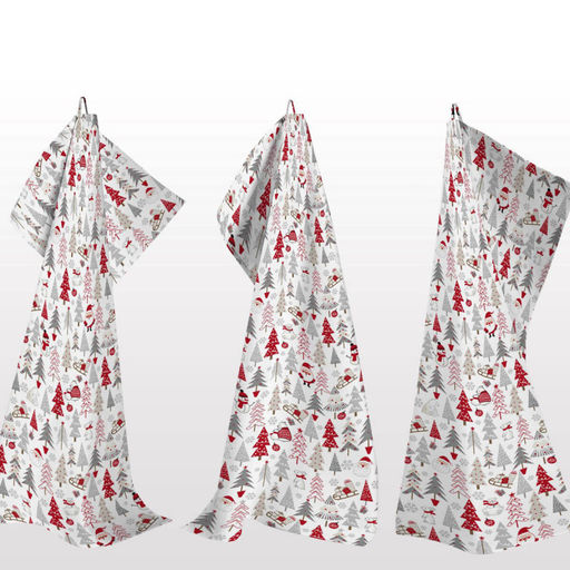 3шт Полотенце кухонное из рогожки - Снежные забавы 45x60