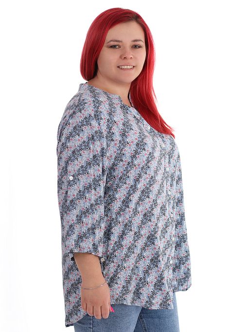 Рубашка женская возрастная с цветочным принтом летняя
