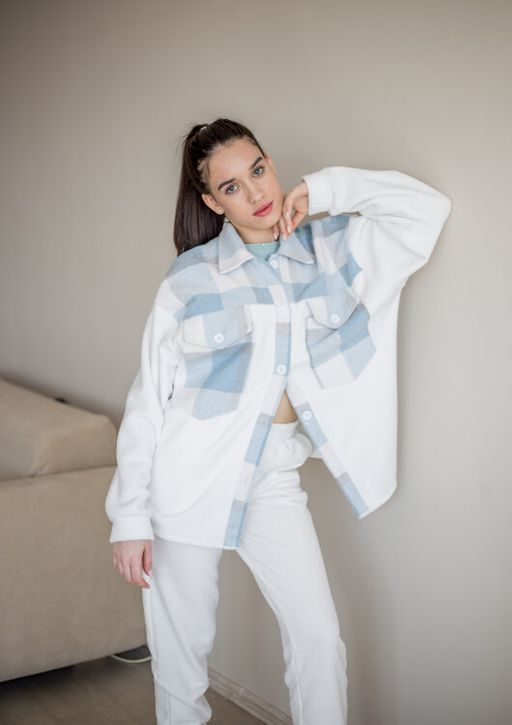 513 Рубашка клетка, флис/голубая клетка - Knitka wear фото 2