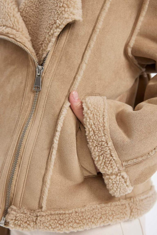 Куртка для девочки с воротником и плюшевой подкладкой - Defacto фото 5