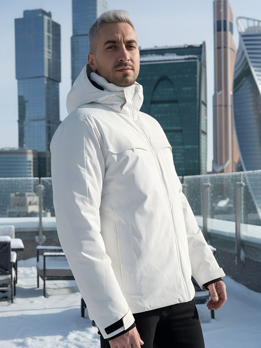 Горнолыжная куртка мужская зимняя белого цвета 2412Bl