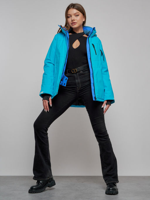 Горнолыжная куртка женская зимняя синего цвета 05S - Mtforce фото 10