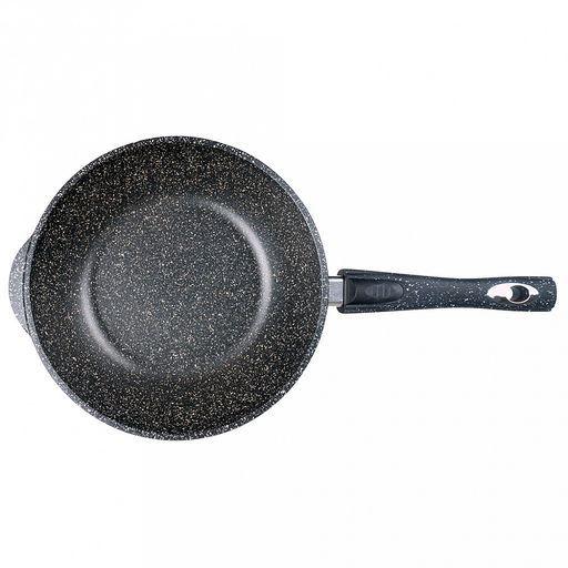 Сотейник с антипригарным покрытием д24см "Гранит", h8,2см, s0,4см, съемная ручка из термостойкого пластика (Россия)