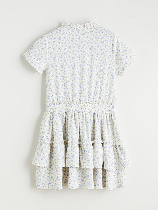 Dik Yaka ?i?ekli K?z ?ocuk Elbise