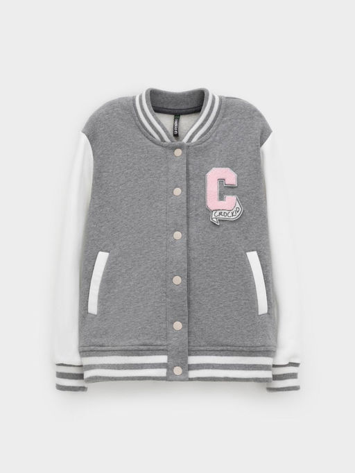 КР 302833/серый меланж к603 жакет (бомбер) для дев