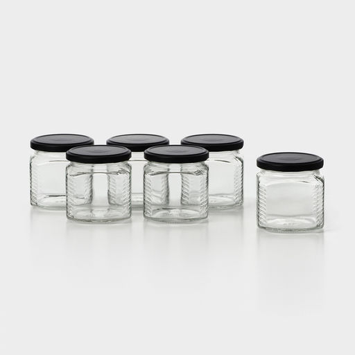 Набор стеклянных банок с черной крышкой и этикеткой, ТО-82, 0,39 л, 6 шт - Simaland фото 2