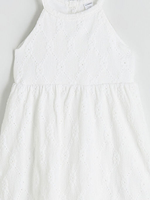 Halter Yaka Nak??l? K?z ?ocuk Elbise