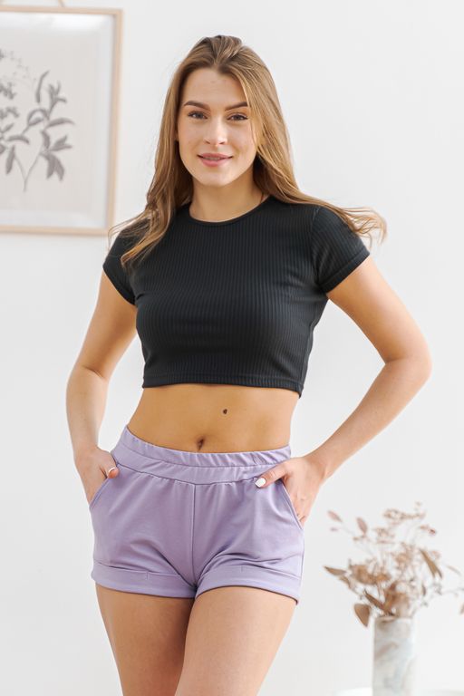 Шорты женские из футера Шарм сиреневый - Амадэль фото 2