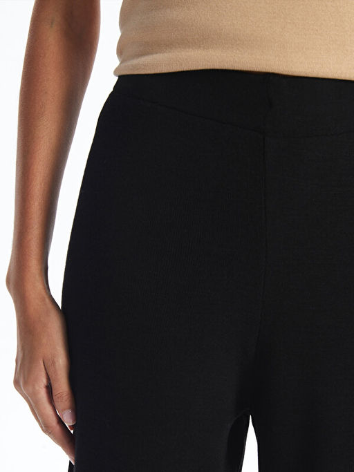 Beli Lastikli D?z Geni? Pa?a Kad?n Triko Pantolon