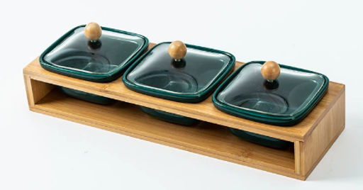 Менажница 3 предмета с крышками / KT151 /уп 20/ на подставке - Галеонтрейд фото 2