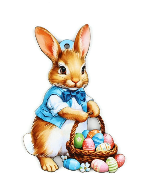 Цена за 2 шт. Подвеска деревянная на Пасху «Кролик», 6.7×10 см