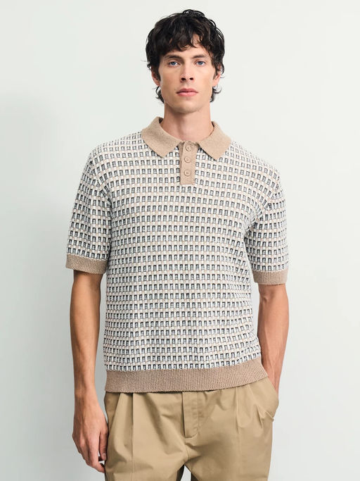 Вязаный джемпер поло с контрастным воротником / Zarina  фото 6