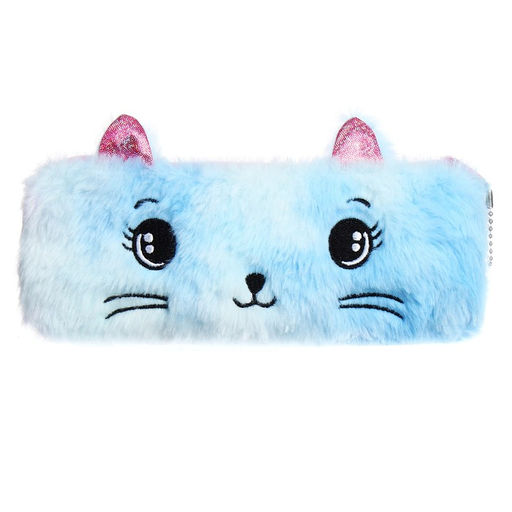 Пенал школьный меховой на молнии Calligrata «Кошечка», пушистый, с ушками, МИКС