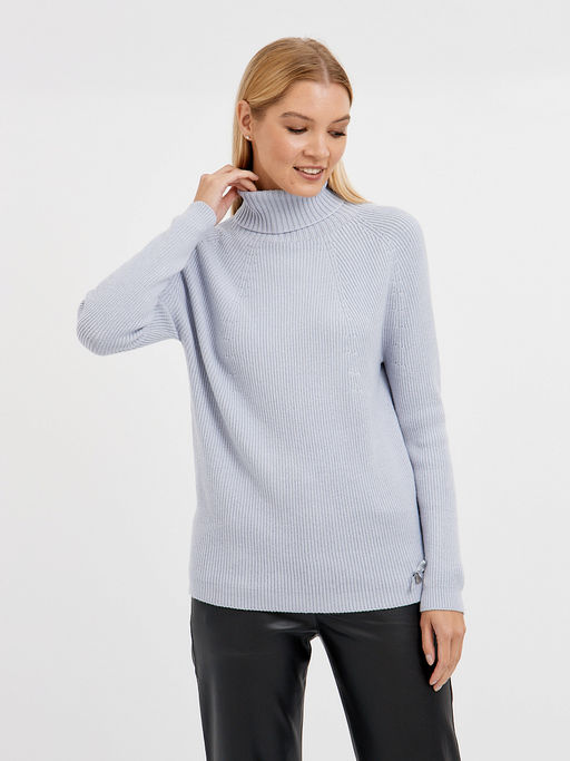 водолазка женская в голубом цвете в рубчик - Glenfield фото 7